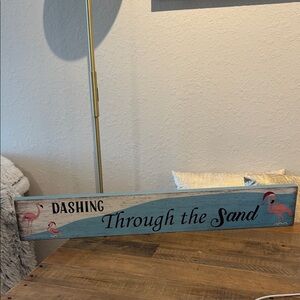 Beach Themed Christmas Wall Sign with Flamingos